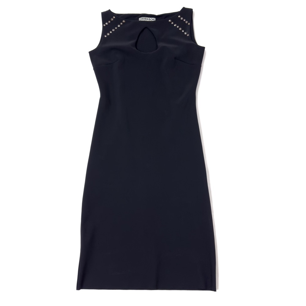 Chiara Boni La Petite Robe Black Studded Bateau Sheath Dress Size 44